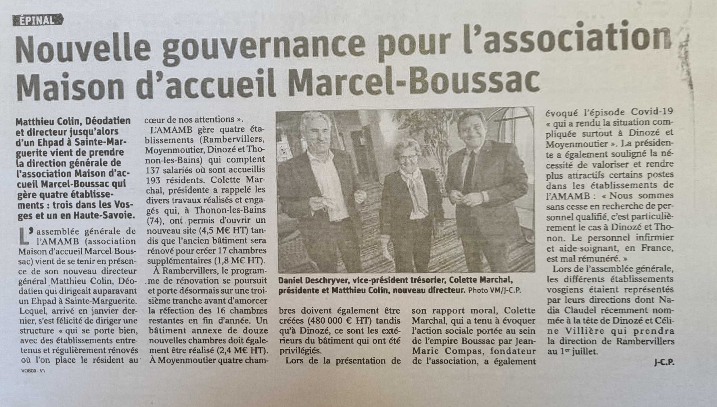Changement de Direction générale au sein des Maisons Marcel Boussac